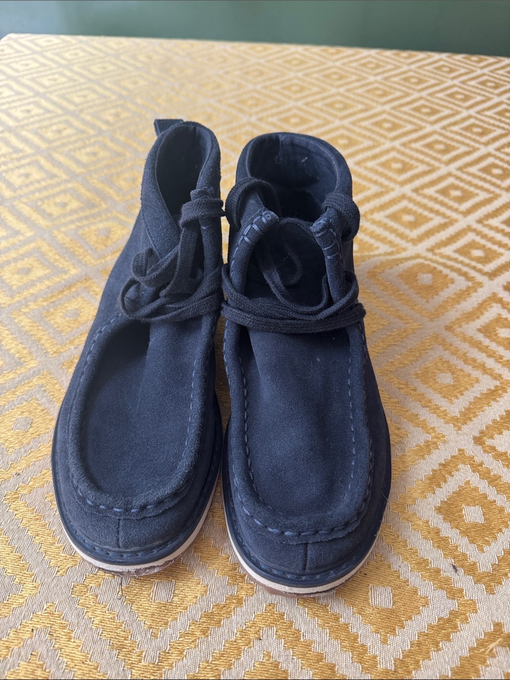 Kids Black Suede Lace-Up Moccasin Shoes GAP